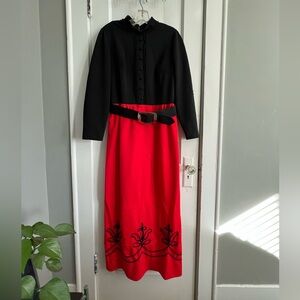 Vintage 2 Piece Women’s Dress With Belt 1970s Size 14